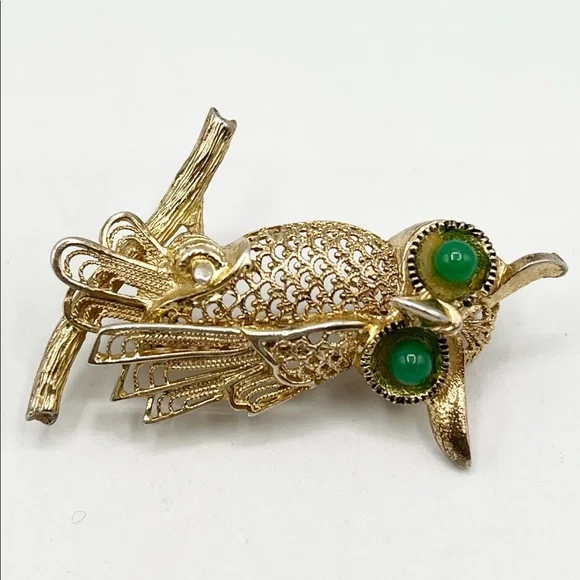 Vintage Sterling Germany Owl Brooch Pin